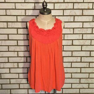 Lane Bryant Orange top rosette neckline Size 14/16